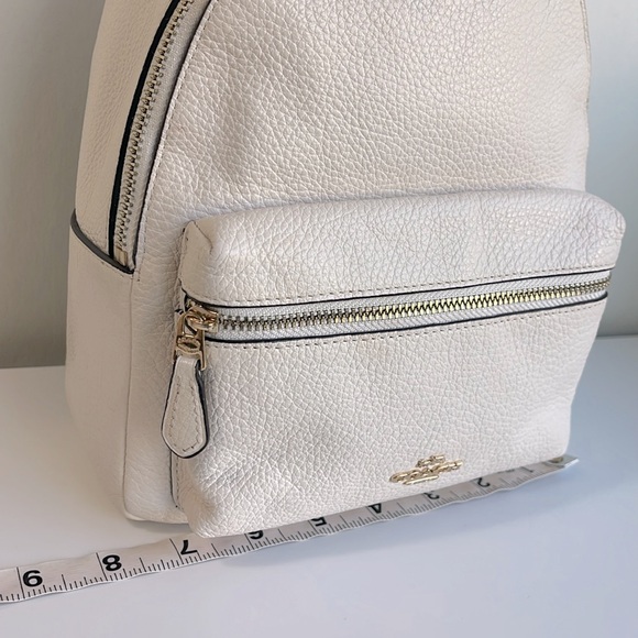 COACH Pebbled Leather Mini Charlie Backpack Color Chalk - Picture 15 of 17